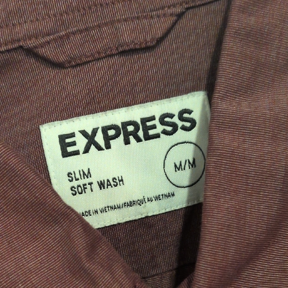 Express Men's Button Down Shirt - Rich Plum - Picture 2 of 3